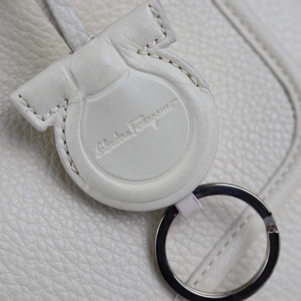 2120123008217 7 Salvatore Ferragamo Gancini Leather Handbag White