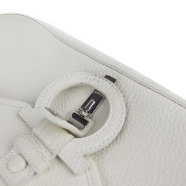 2120123008217 9 Salvatore Ferragamo Gancini Leather Handbag White