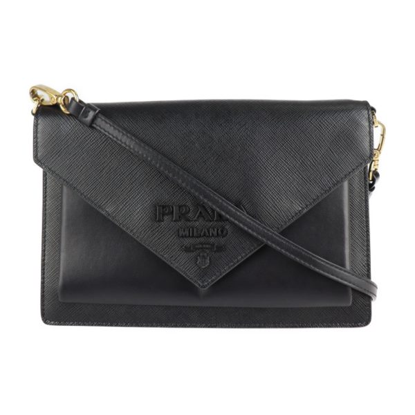 2120123008219 1 Prada City Calf Leather Shoulder Bag Black