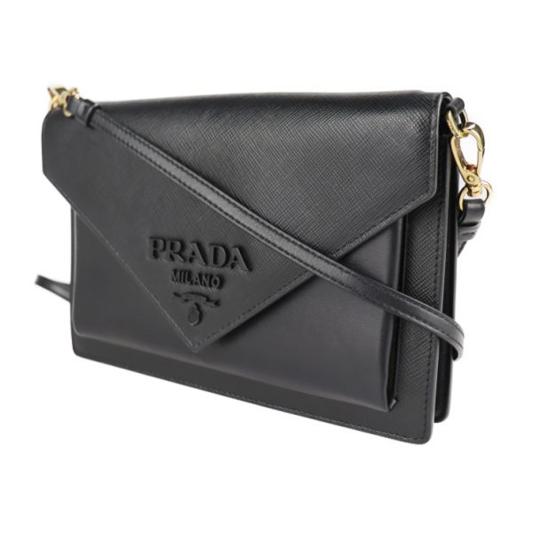 2120123008219 2 Prada City Calf Leather Shoulder Bag Black