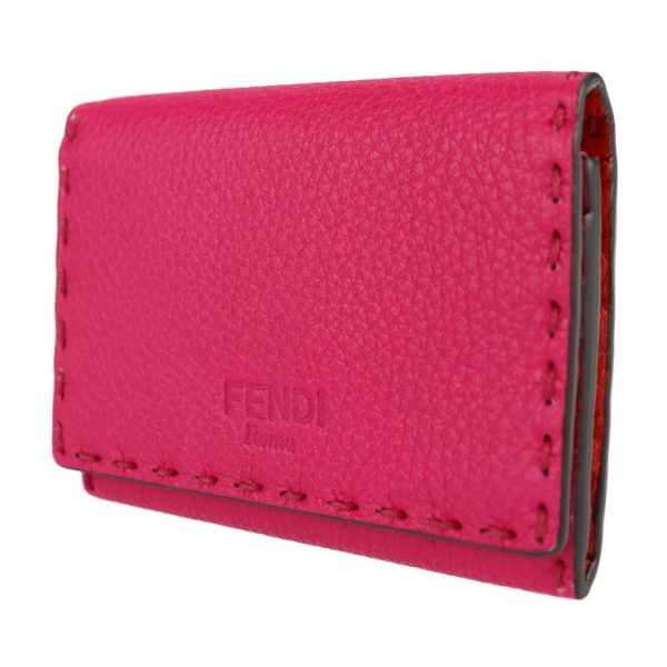 2120123008236 2 Fendi Selleria Leather Card Holder Fuchsia