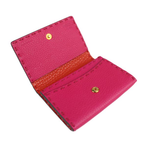 2120123008236 4 Fendi Selleria Leather Card Holder Fuchsia