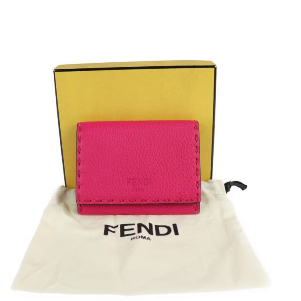 2120123008236 9 Fendi Selleria Leather Card Holder Fuchsia