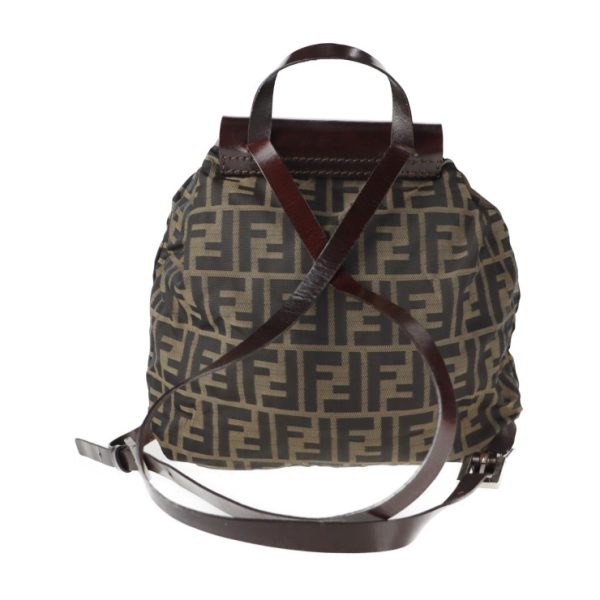 2121011001031 3 Fendi Zucca Canvas Leather Rucksack Brown