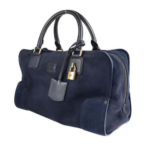 2121013007396 2 Loewe Amazona Canvas Leather Handbag Navy