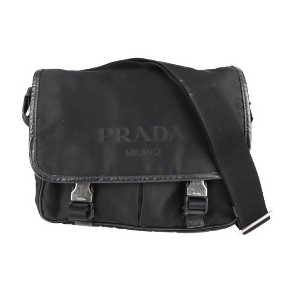 2121103007256 1 Prada Nylon Leather Crossbody Black