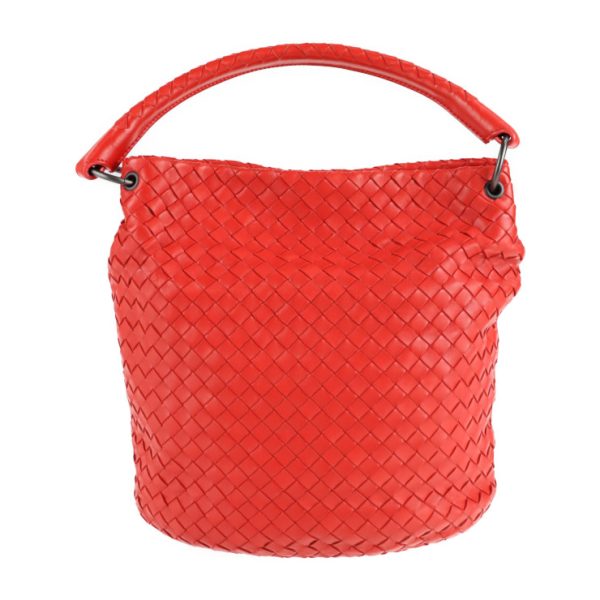 2122043007433 1 Bottega Veneta Intrecciato Leather Red Bucket Tote Bag