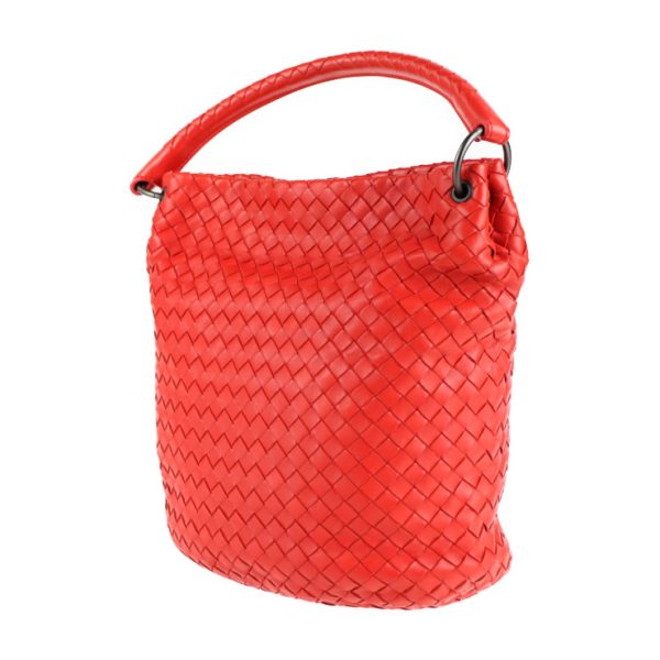 2122043007433 2 Bottega Veneta Intrecciato Leather Red Bucket Tote Bag