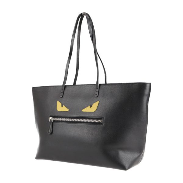 2122043007442 2 Fendi Roll Bag Bugs Leather Tote Black