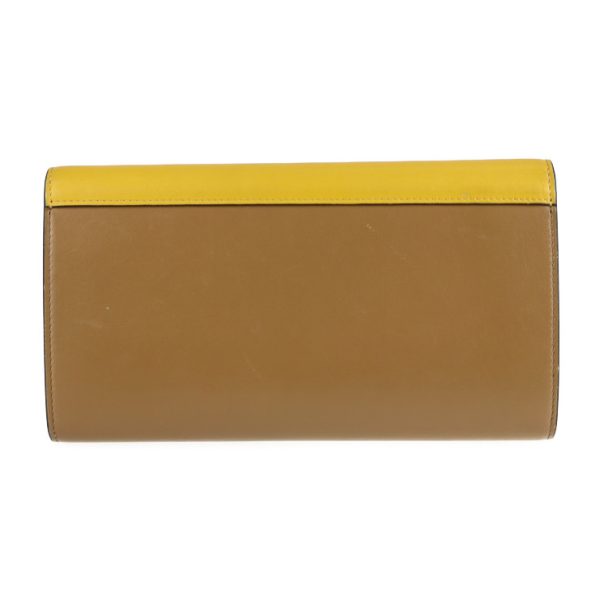 2122043007482 3 Celine Trifold Leather Long Wallet Brown Yellow White