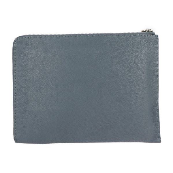 2122073007289 3 Fendi Selleria Clutch Bag Leather Blue Gray