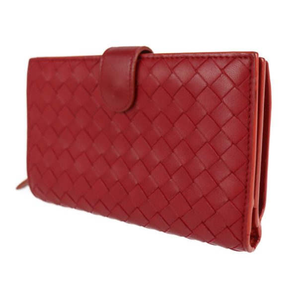 2122073007316 2 Bottega Veneta Intrecciato Leather Bifold Wallet Red