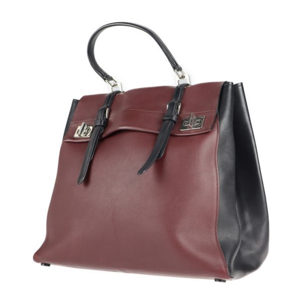 2123053008402 2 Prada Leather Double Turnlock Handbag Bordeaux