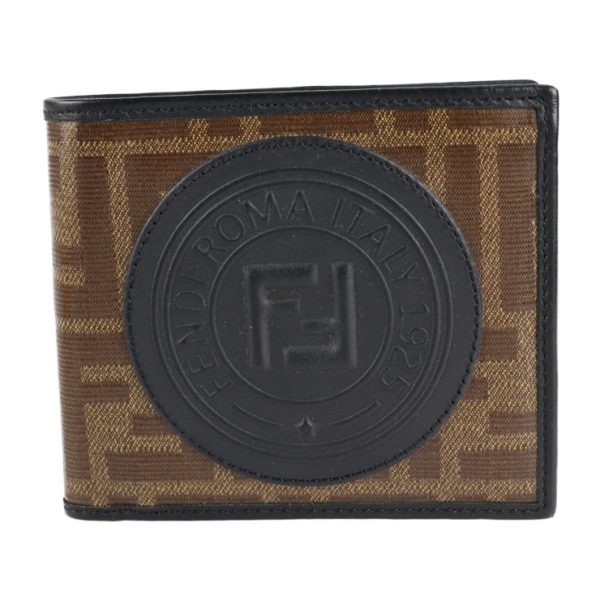 2123083008297 1 Fendi Zucca Stamp Canvas Leather Wallet Brown Black