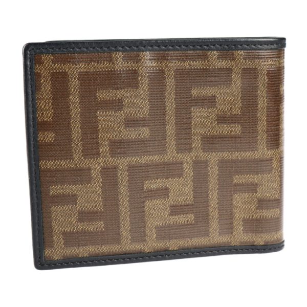 2123083008297 3 Fendi Zucca Stamp Canvas Leather Wallet Brown Black