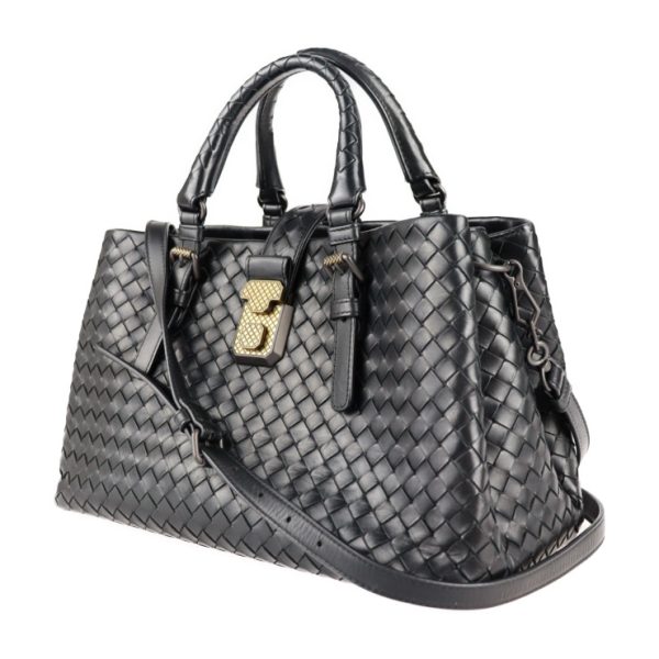 2123083008323 2 Bottega Veneta Rome Small Leather Handbag Black