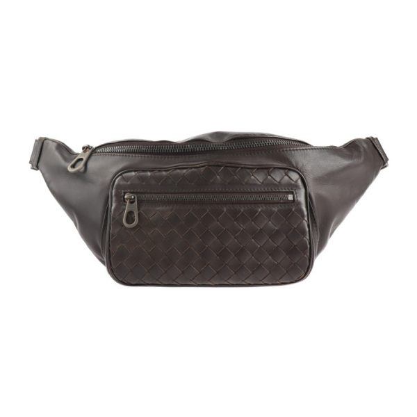 2123093007382 1 Bottega Veneta Intrecciato Leather Waist Bag Dark Brown