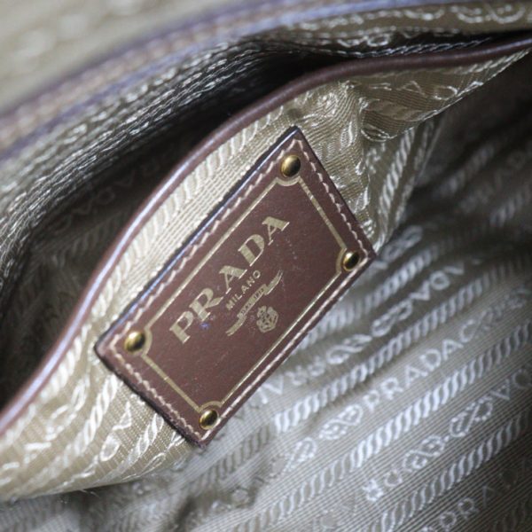 2123093007403 10 Prada Canvas Leather Shoulder Bag Khaki Beige Brown