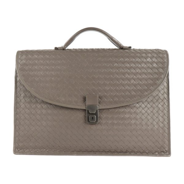 2123093007419 1 Bottega Veneta Intrecciato Leather Business Bag Gray