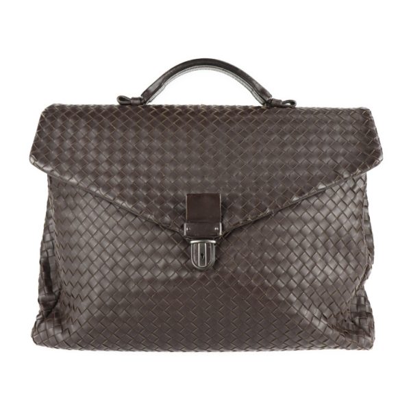 2123123007292 1 Bottega Veneta Intrecciato Leather Business Bag Dark Brown