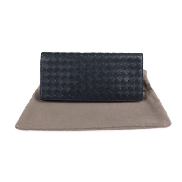 2123123007302 10 Bottega Veneta Intrecciato Leather Wallet Navy