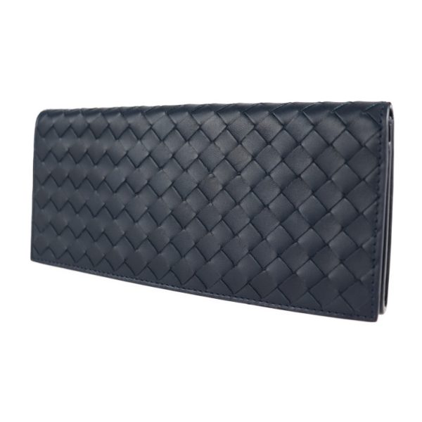 2123123007302 2 Bottega Veneta Intrecciato Leather Wallet Navy