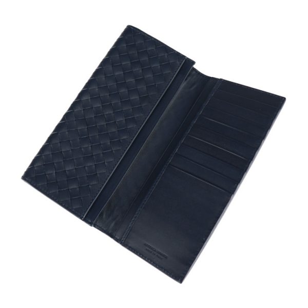 2123123007302 4 Bottega Veneta Intrecciato Leather Wallet Navy