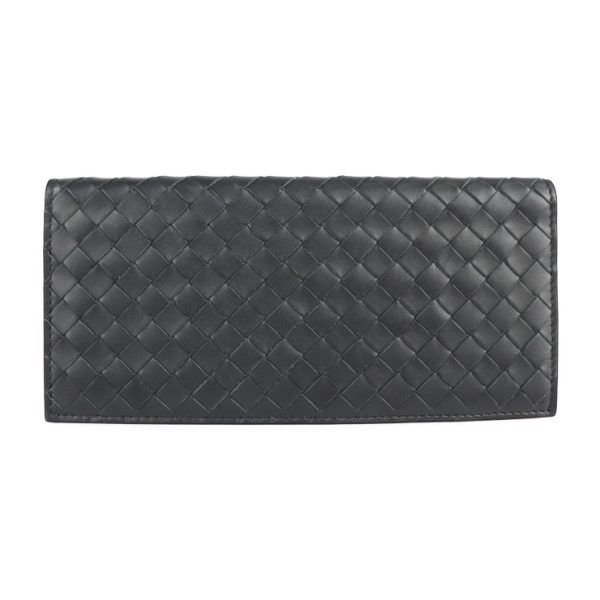 2123123007303 1 Bottega Veneta Intrecciato Leather Wallet Dark Gray