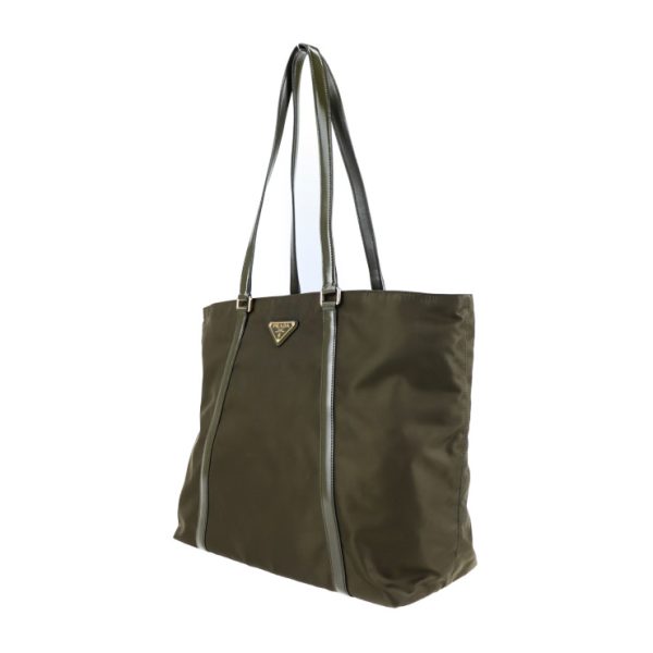 2124063002463 2 Prada Nylon Leather Tote Bag Military Green