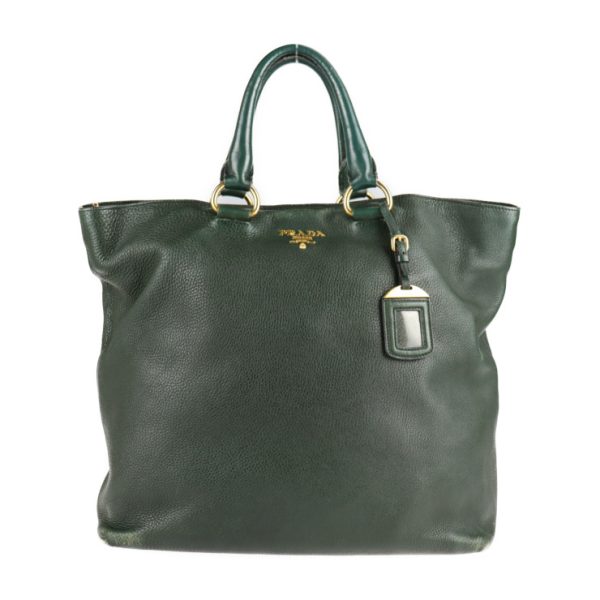 2124063002492 1 Prada Leather Tote Bag Green