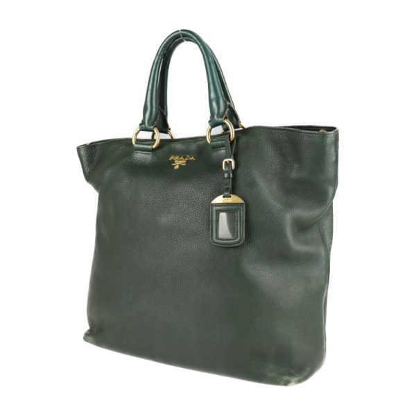 2124063002492 2 Prada Leather Tote Bag Green