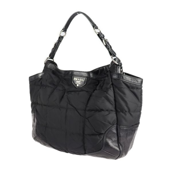 2124063002501 2 Prada Nylon Leather Shoulder Bag Black