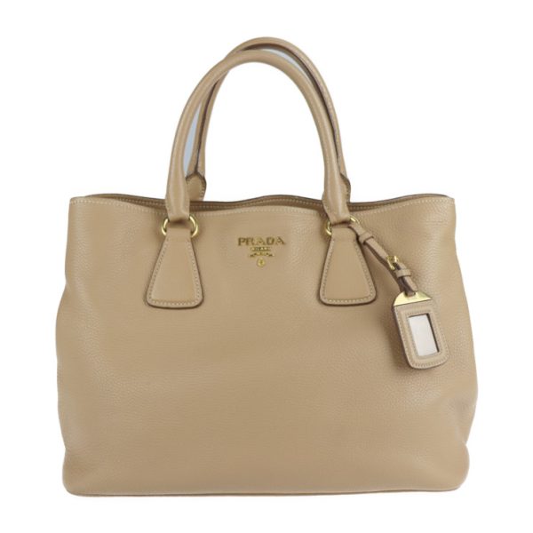 2124063002503 1 Prada Leather Handbag Beige