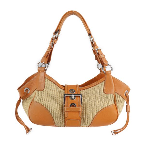 2124063002505 1 Prada Straw Leather Handbag Natural