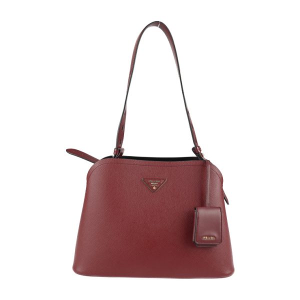 2124103008280 1 Prada Matinee Saffiano Leather Shoulder Bag Bordeaux Black