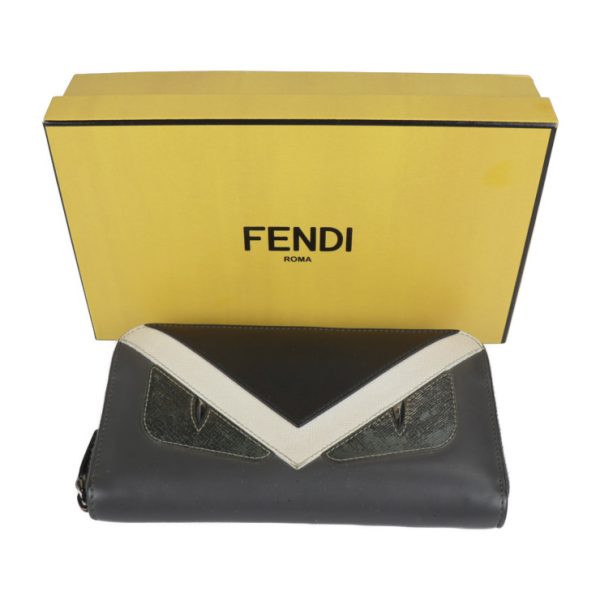 2124121001044 9 Fendi Monster Bugs Eye Leather Wallet Gray Black