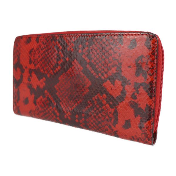 2124123001314 2 Celine Python Embossed Leather Long Wallet Red