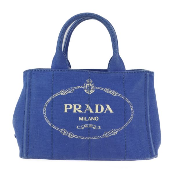 2125023007519 1 Prada Canvas Canapa Handbag Cobalto