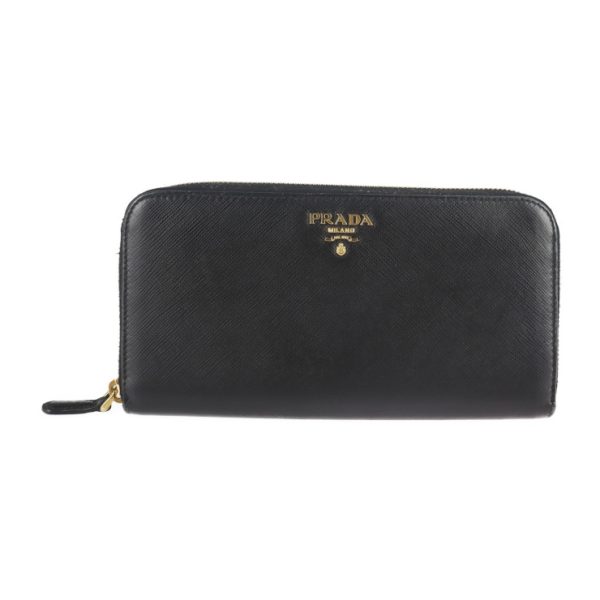 2125051001021 1 Prada Leather Long Wallet Black