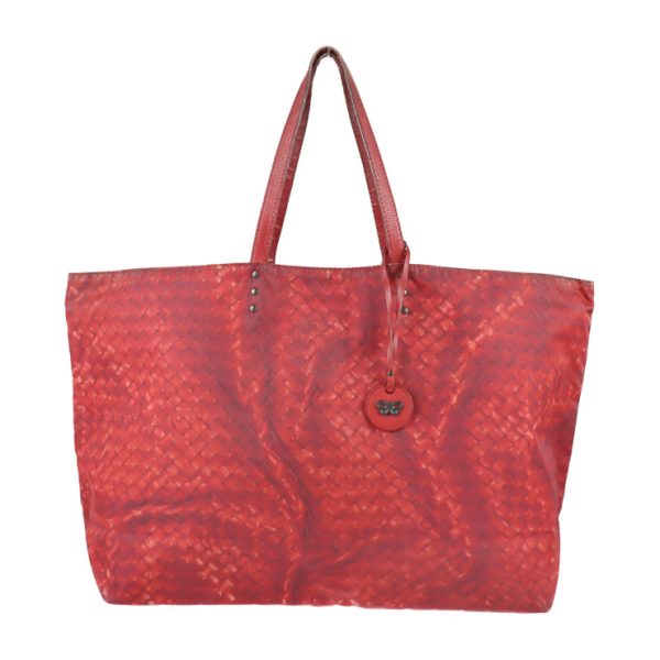 2125083007399 1 Bottega Veneta Intrecciolusion Nylon Tote Bag Red