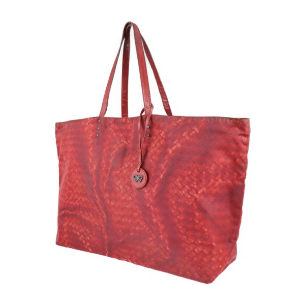 2125083007399 2 Bottega Veneta Intrecciolusion Nylon Tote Bag Red