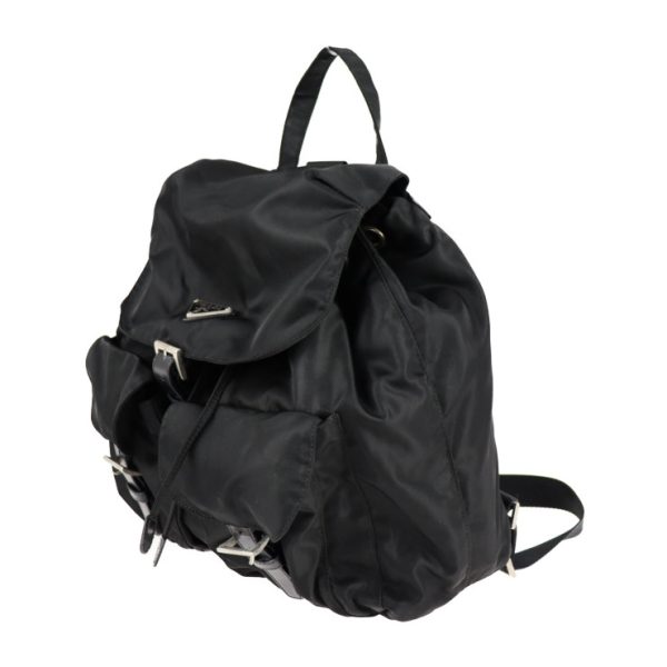 2125083007407 2 Prada Nylon Leather Backpack Black