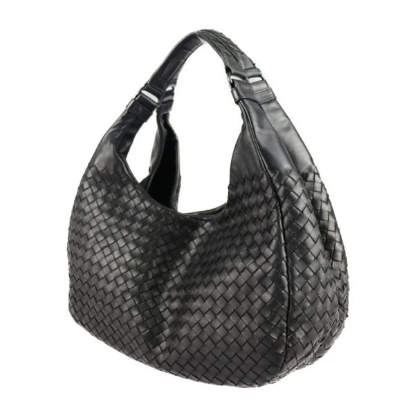 2125113007343 2 Bottega Veneta Medium Campana Intrecciato Leather Handbag Black