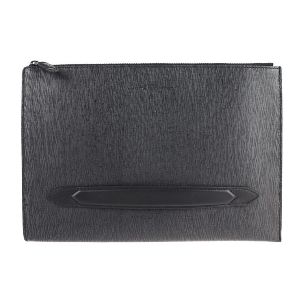 2126043008530 6 Salvatore Ferragamo Leather Clutch Bag Black