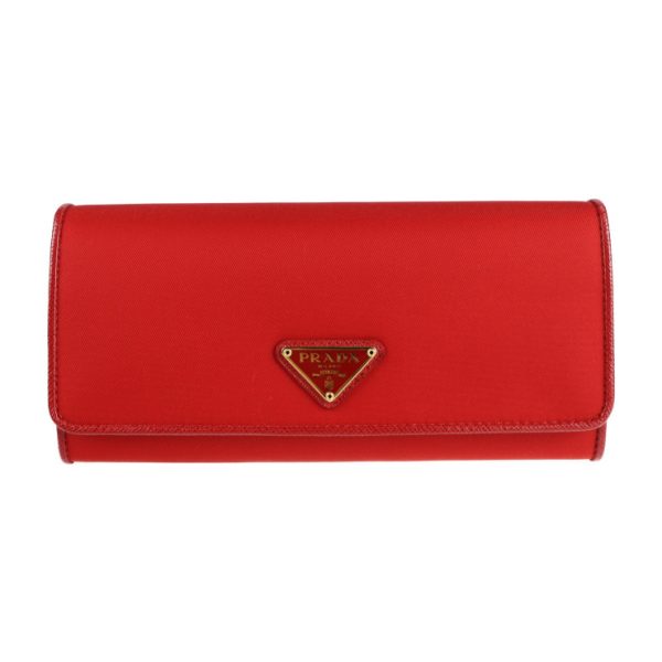 2126043008534 1 Prada Nylon Leather Long Wallet Red