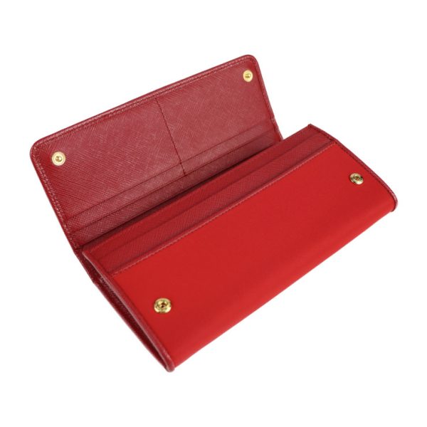 2126043008534 4 Prada Nylon Leather Long Wallet Red