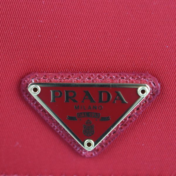 2126043008534 9 Prada Nylon Leather Long Wallet Red