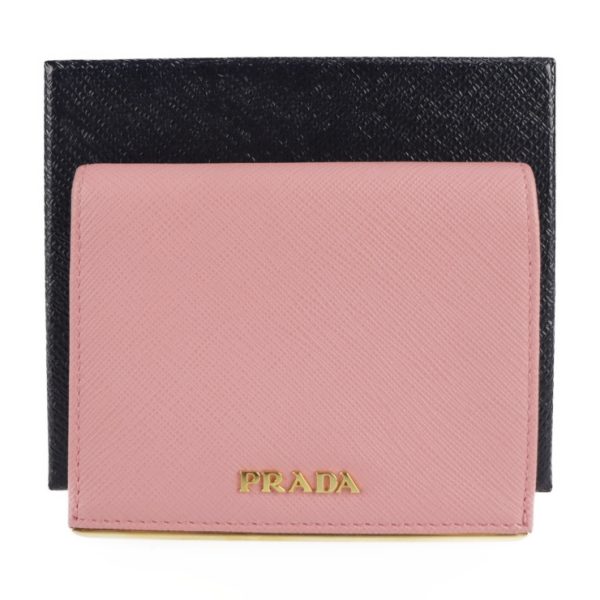 2126043008537 9 Prada Saffiano Leather Compact Wallet Petalo