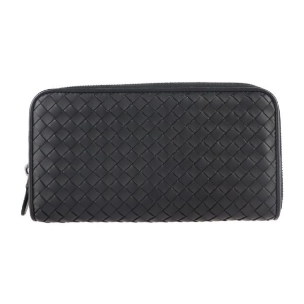 2126053002439 1 Bottega Veneta Intrecciato Long Leather Wallet Black