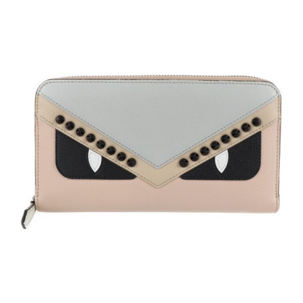 2126073008381 1 Fendi Monster Bag Bugs Leather Wallet Pink Beige